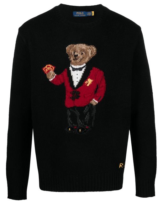 Polo Ralph Lauren Black Polo Bear Wool Sweater for men