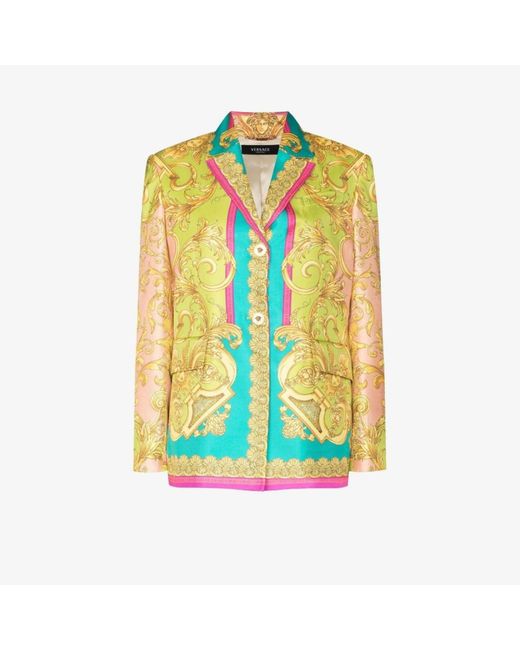 Versace Baroque Goddess Print Silk Blazer Women's Cupro/viscose