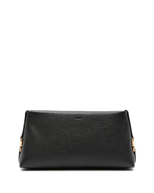 Chloé Black Marcie Leather Clutch Bag - Women's - Calf Leather/linen/flax