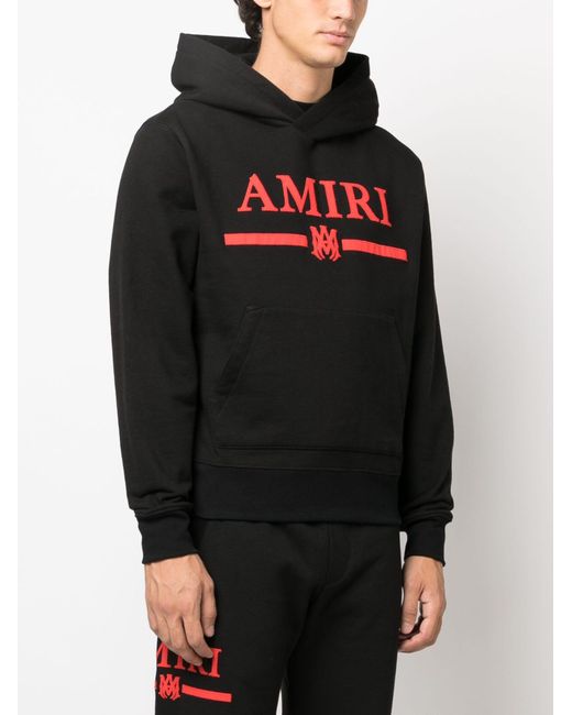 Amiri Black Logo-print Cotton Hoodie for men