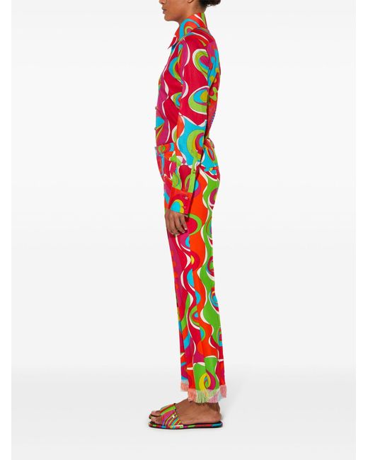 Emilio Pucci Red Bersaglio-print Cotton Trousers - Women's - Cotton