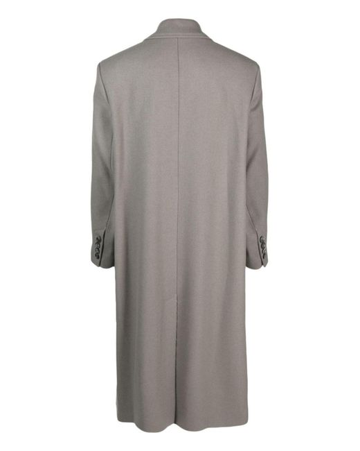 AMI Gray Neutral Virgin-wool Coat for men