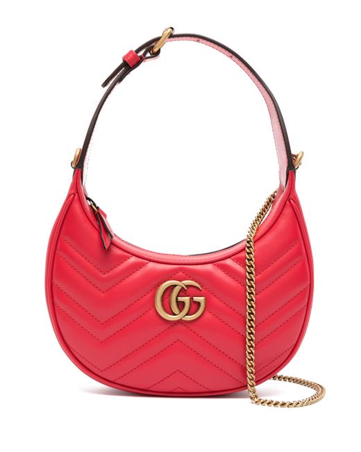 Gucci Red gg Marmont Super Mini Leather Shoulder Bag