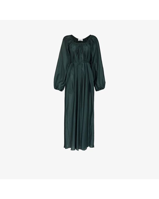 Matteau Green The Channel drawstring cotton-poplin maxi dress | ë§¤ì¹ì¤í¨ì, ëª¨ë ë­ìë¦¬ ì¨ë¼ì¸ ì¼í
