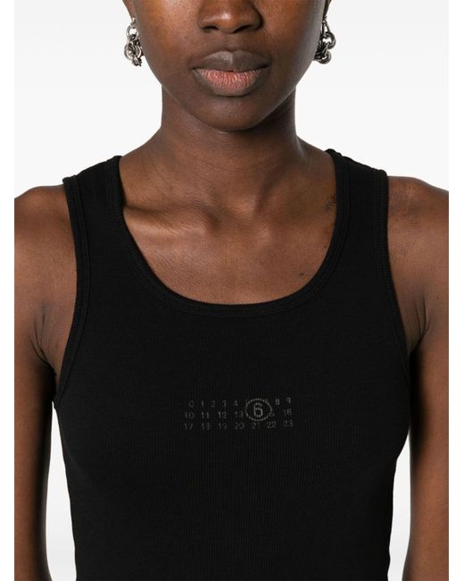 MM6 by Maison Martin Margiela Black Numbers-print Cotton Tank Top