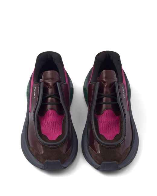 Prada Brown Systeme Leather Sneakers for men