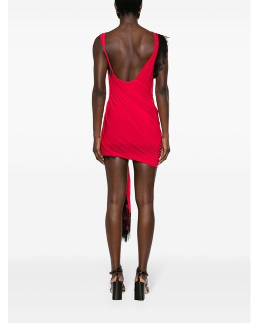 Christopher Esber Red Galathea Asymmetric Mini Dress - Women's - Rayon/polyamide/polyester