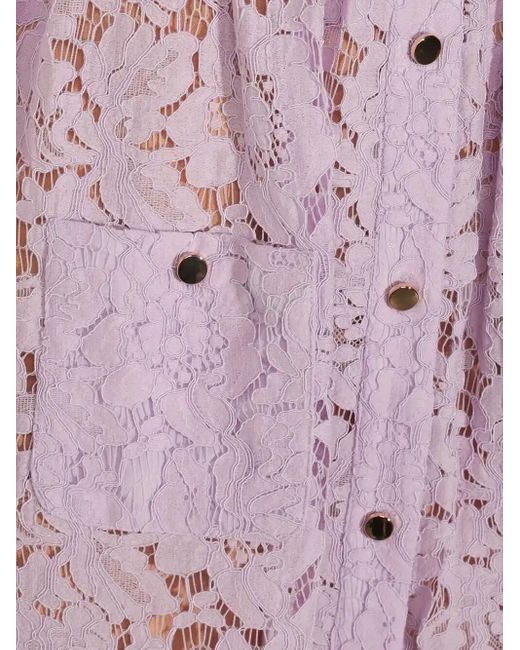 Self-Portrait Purple Lace Button-Up Midi Dress