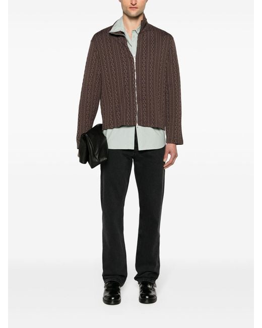 Our Legacy Brown Shrunken Cable-knit Cardigan for men