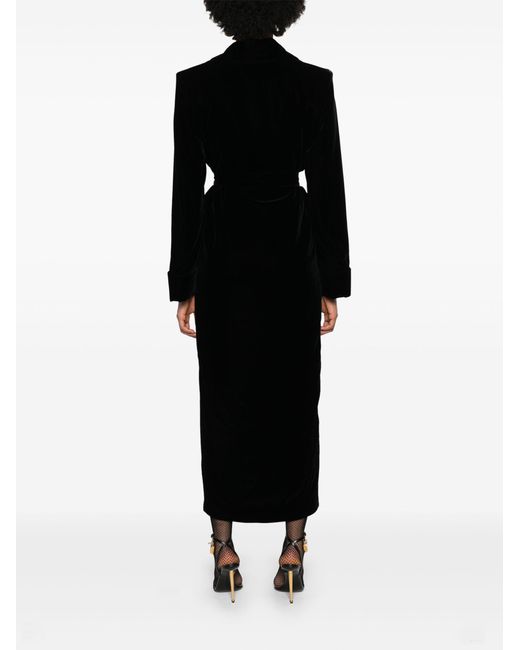 Saint Laurent Black Belted Shawl Lapels Coat - Women's - Silk/polyester/viscose/cupro