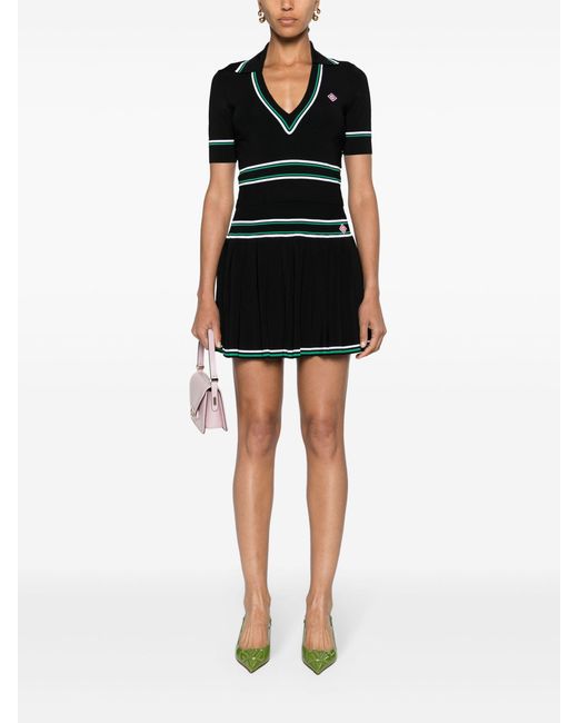 Casablancabrand Black Knitted Pleated Miniskirt