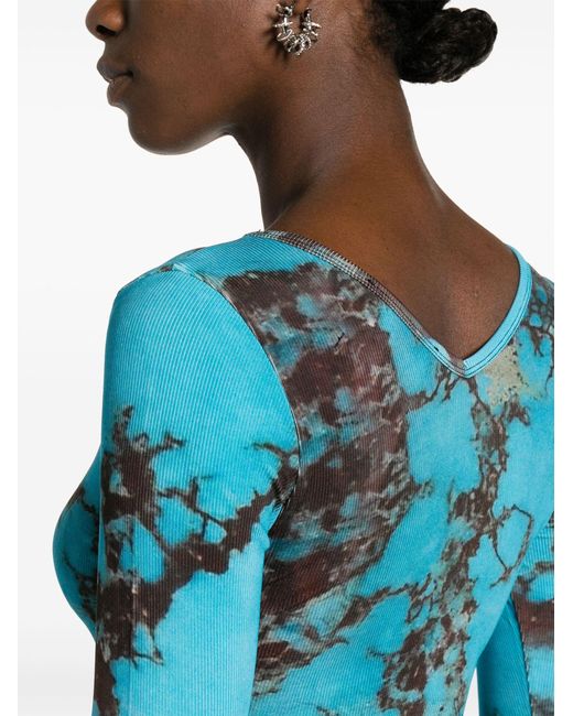 Louisa Ballou Blue Stone-print Mini Dress