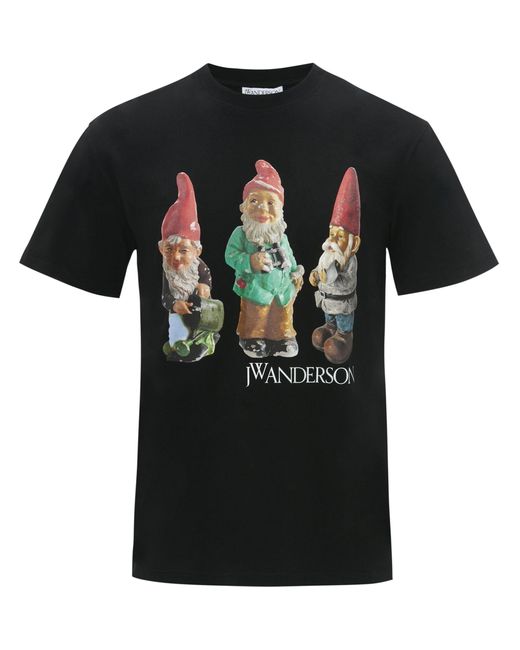 J.W. Anderson Black Gnome Trio-Print Cotton T-Shirt for men