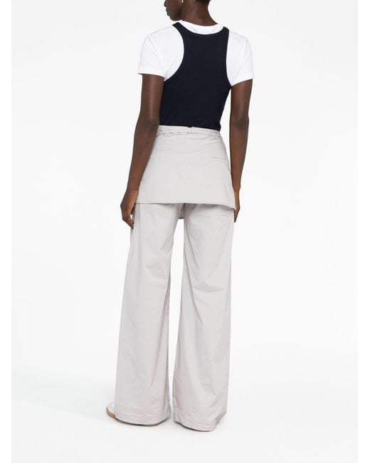 Low Classic White Layered Wrap Skirt Trousers