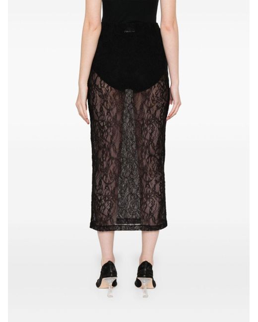 Wardrobe NYC Black Lace Midi Skirt