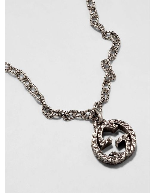 Gucci Natural Sterling Silver Interlocking G Pendant Necklace for men