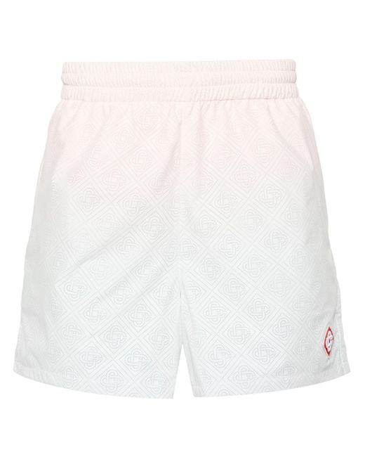 Casablancabrand White Perforated Diamond Pattern Gradient Shorts for men