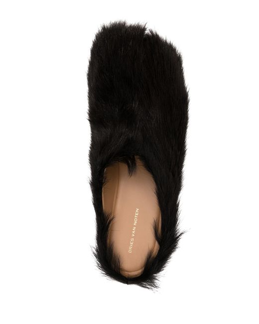 Dries Van Noten Black Brown Shearling 20 Clogs - Women's - Calf Leather/rubber/pony Fur