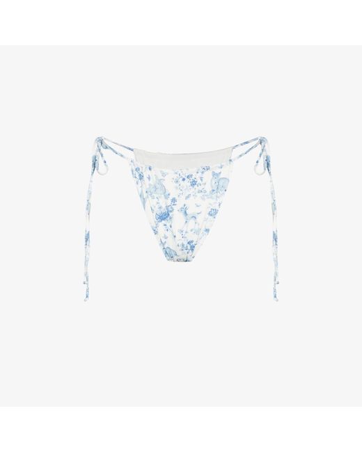 Frankie's Bikinis X Gigi Hadid White Tia Printed Bikini Bottoms in Blue
