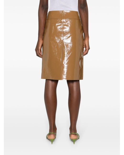 Gucci Brown Split-hem Leather Skirt