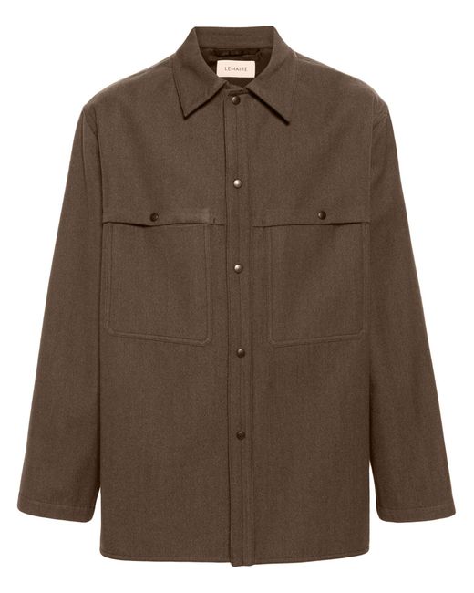 Lemaire Brown Wool-blend Shirt - Men's - Viscose/cotton/virgin Wool for men