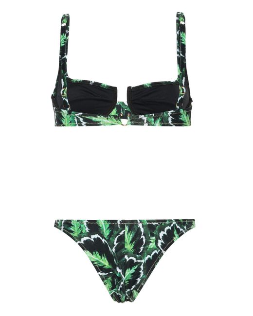 Reina Olga Green Brigitte Leaf-print Bikini