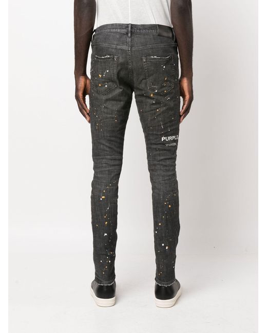 Purple Brand Black P002 Distressed Mid-rise Slim-leg Jeans in Gray