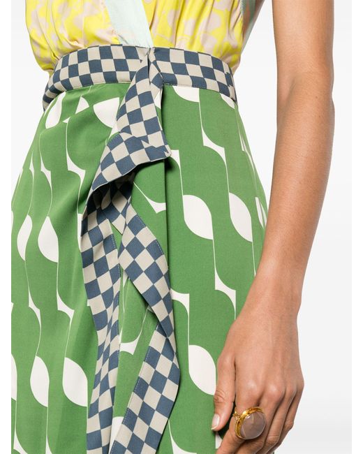 Dries Van Noten Green Mix-print Midi Dress