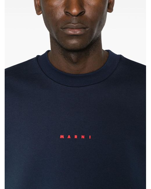 Marni Blue Logo-print Cotton Sweatshirt - Men's - Cotton for men