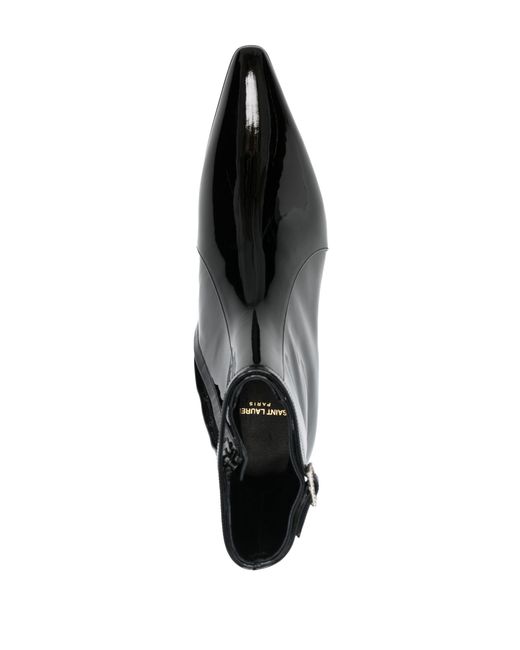 Saint Laurent Black Arsun Patent Leather Ankle Boots for men