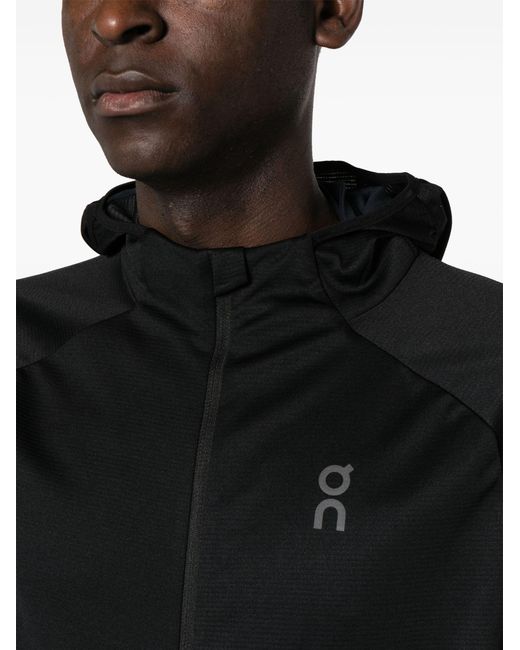 On Shoes Black Climate Zip-up Running Hoodie for men