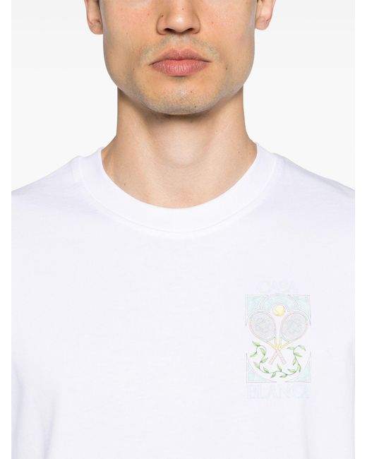 Casablancabrand White Logo Print Organic Cotton T-shirt - Unisex - Organic Cotton