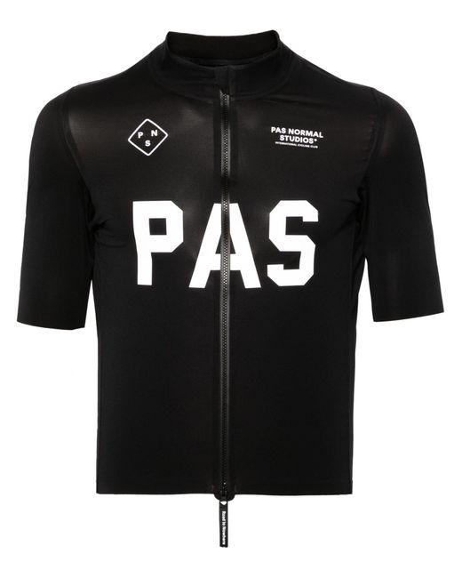 Pas Normal Studios Black Pro Rain Cycling Jersey Top for men