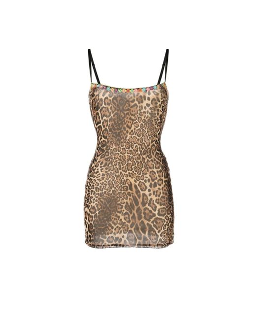 Danielle Guizio Brown Leopard Print Mini Dress | Lyst