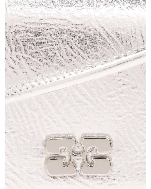 Ganni White -tone Bou Metallic Card Holder