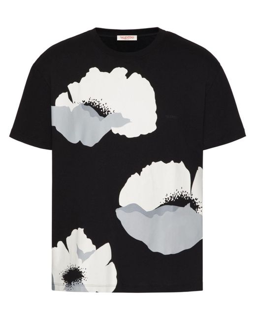 Valentino Garavani Black Flower Portrait-print Cotton T-shirt - Men's - Cotton for men
