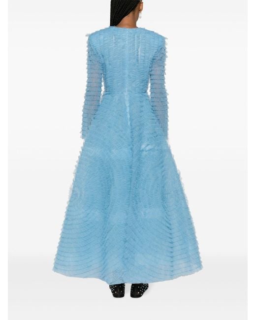 Huishan Zhang Allegra Ruffled Tulle Gown in Blue | Lyst
