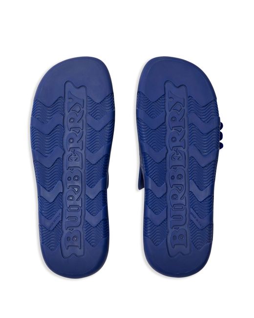 Burberry Blue Stingray Perforated Slides for men