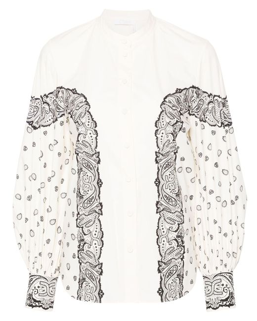 Chloé White Bandana-print Cotton Shirt - Women's - Cotton