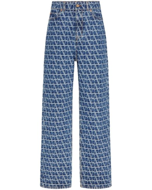 Valentino Garavani Blue Toile Iconographe Straight-leg Jeans - Women's - Cotton