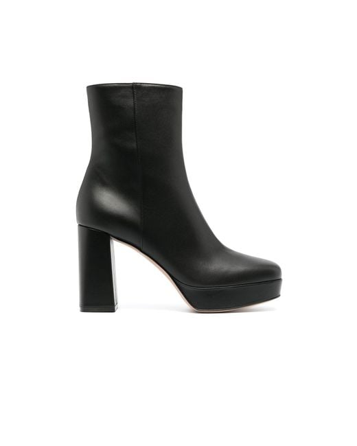 Gianvito Rossi Black Daisen 100 Leather Ankle Boots | Lyst UK