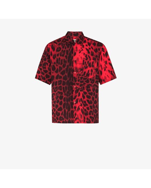 Aries Red Leopard Print Shirt for men