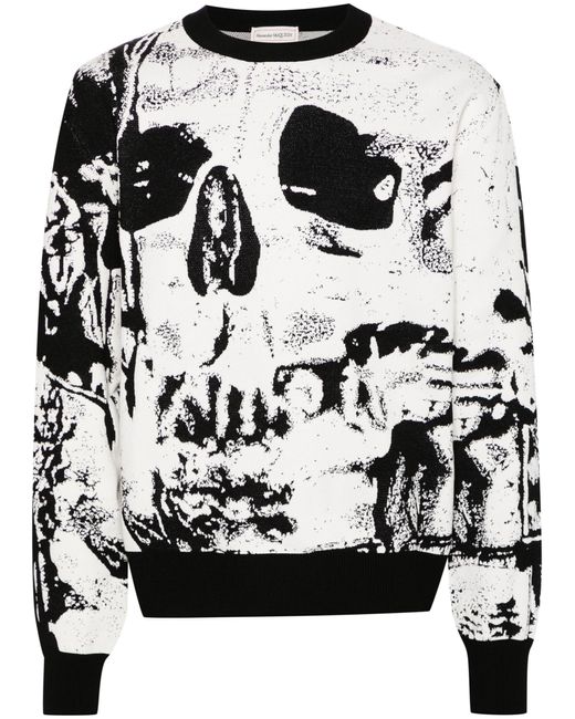 Alexander McQueen Black Skull Print Sweatshirt for men