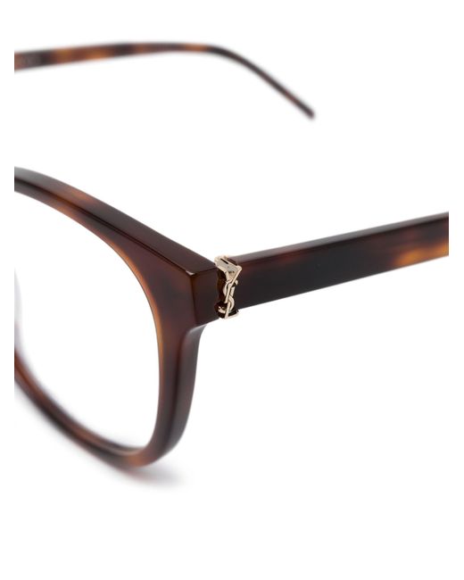 Saint Laurent Brown Tortoiseshell Round Frame Glasses - Women's - Acetate