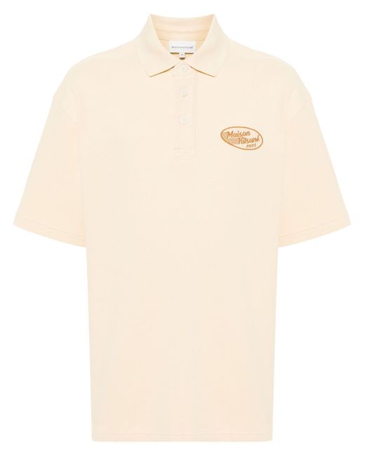 Maison Kitsuné Natural Logo-appliquéd Polo Shirt for men