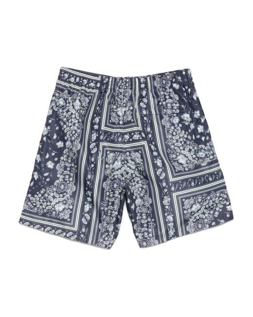 Fendi Blue Bandana-Print Swim Shorts for men
