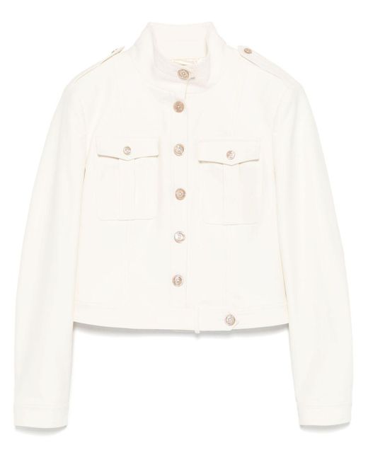 Tom Ford White Stand-Up Collar Cropped Jacket