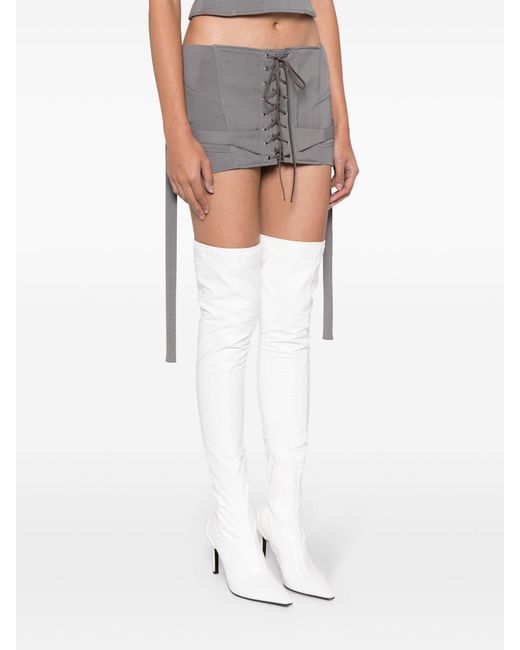KNWLS Gray Lace-up Miniskirt
