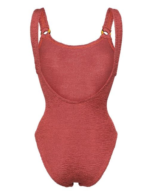 Hunza G Red Domino Metallic Swimsuit - Women's - Polyamide/elastane