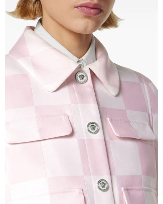 Versace Pink Contrasto Cropped Jacket - Women's - Polyester/silk/viscose